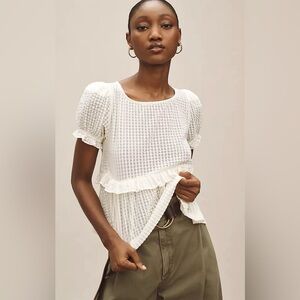 ANTHROPOLOGIE MAEVE
Elegant White Ruffle Top